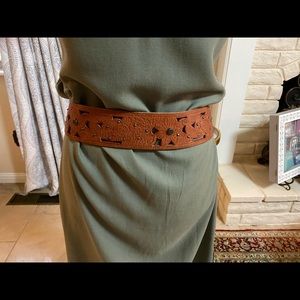 Vintage Fossil Studded & Embroidered Wide belt